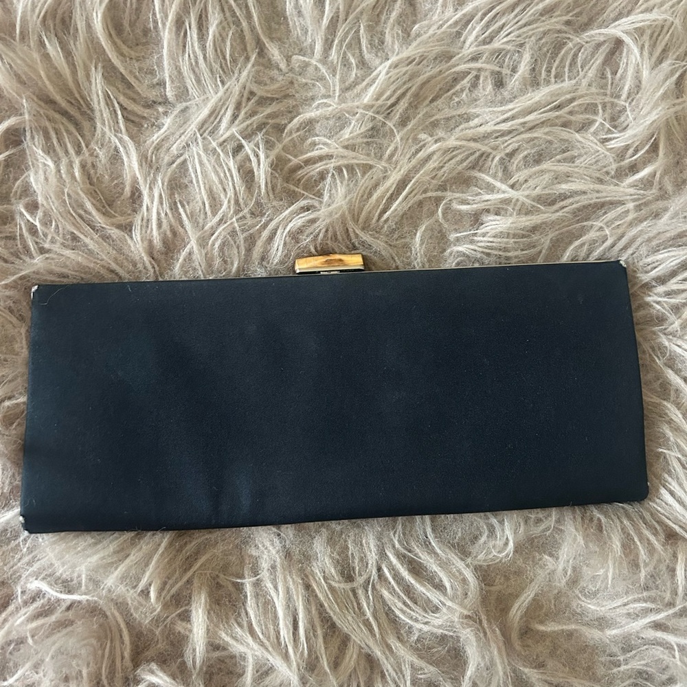 Banana Republic Black Clutch with Gold Accent & Bamboo Clasp